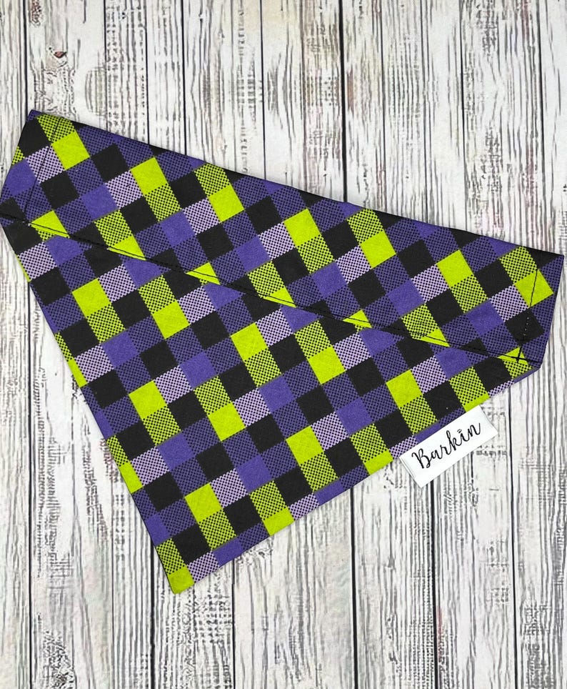 Green, Purple and Black Halloween Paid Over the Collar Dog Bandana
