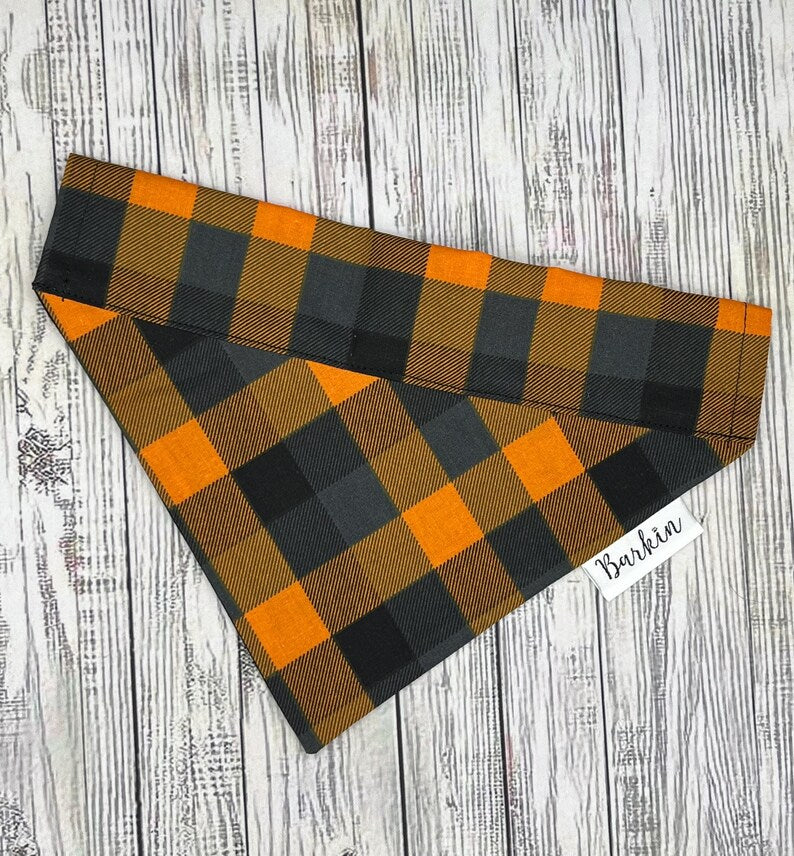 Orange, Purple and Black Halloween Paid Over the Collar Dog Bandana