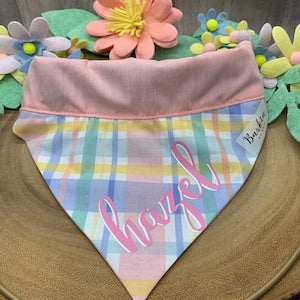 CUSTOMIZE Spring Plaid Over the Collar Dog Bandana