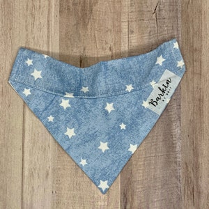 Faux Denim Stars Patriotic Summer Over the Collar Dog Bandana