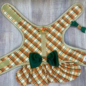 Fall Thanksgiving Dog Dress with Velcro and Matching Hair Bow