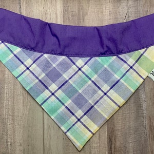 Purple Gingham Over the Collar Dog Bandana