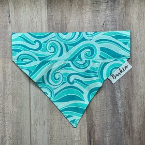 Ocean Waves Summer Over the Collar Dog Bandana and Bow tie