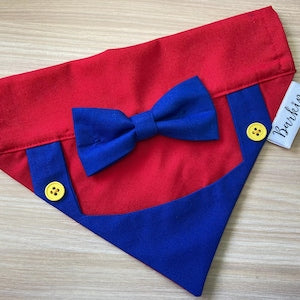 Red Italian Brother Over the Collar Dog Bandana