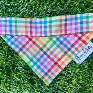 Plaid Rainbow Over the Collar Dog Bandana