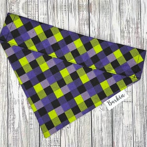 Green, Purple and Black Halloween Paid Over the Collar Dog Bandana