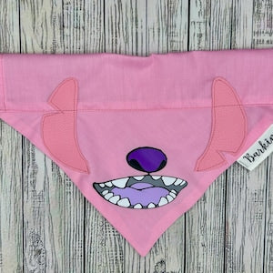 Pink Alien Ohana Stitch Over the Collar Dog Bandana