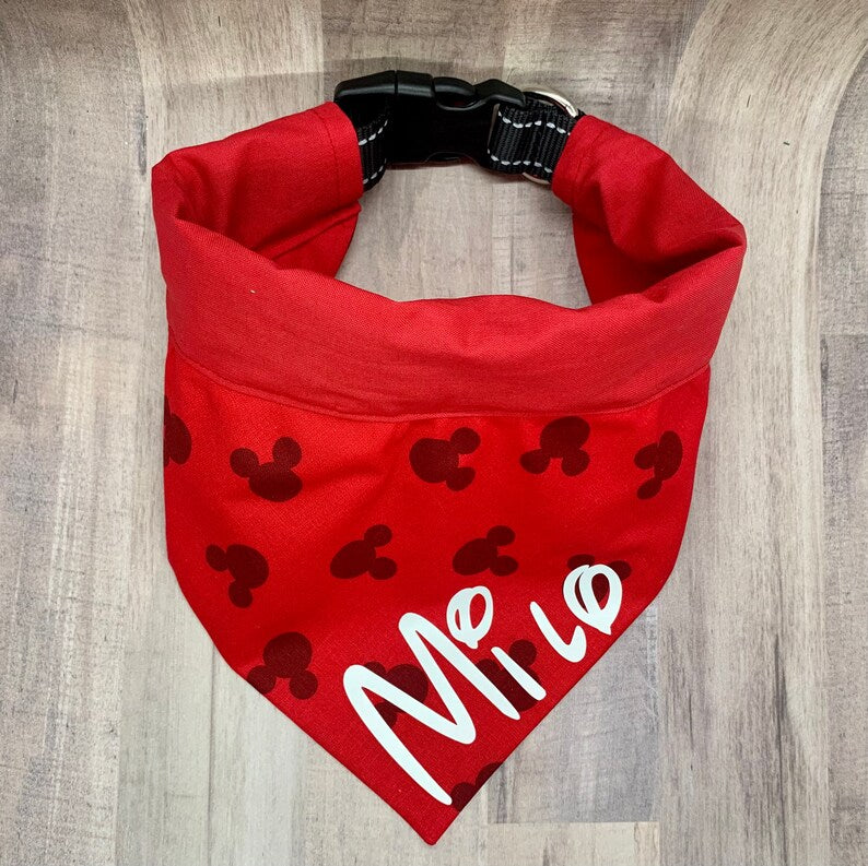 CUSTOM Red Mickey Mouse Over the Collar Dog Bandana