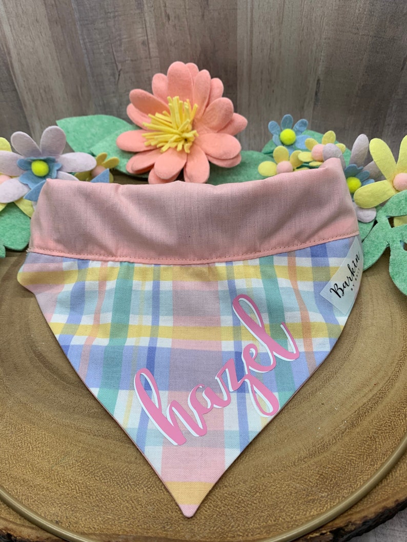 CUSTOMIZE Spring Plaid Over the Collar Dog Bandana