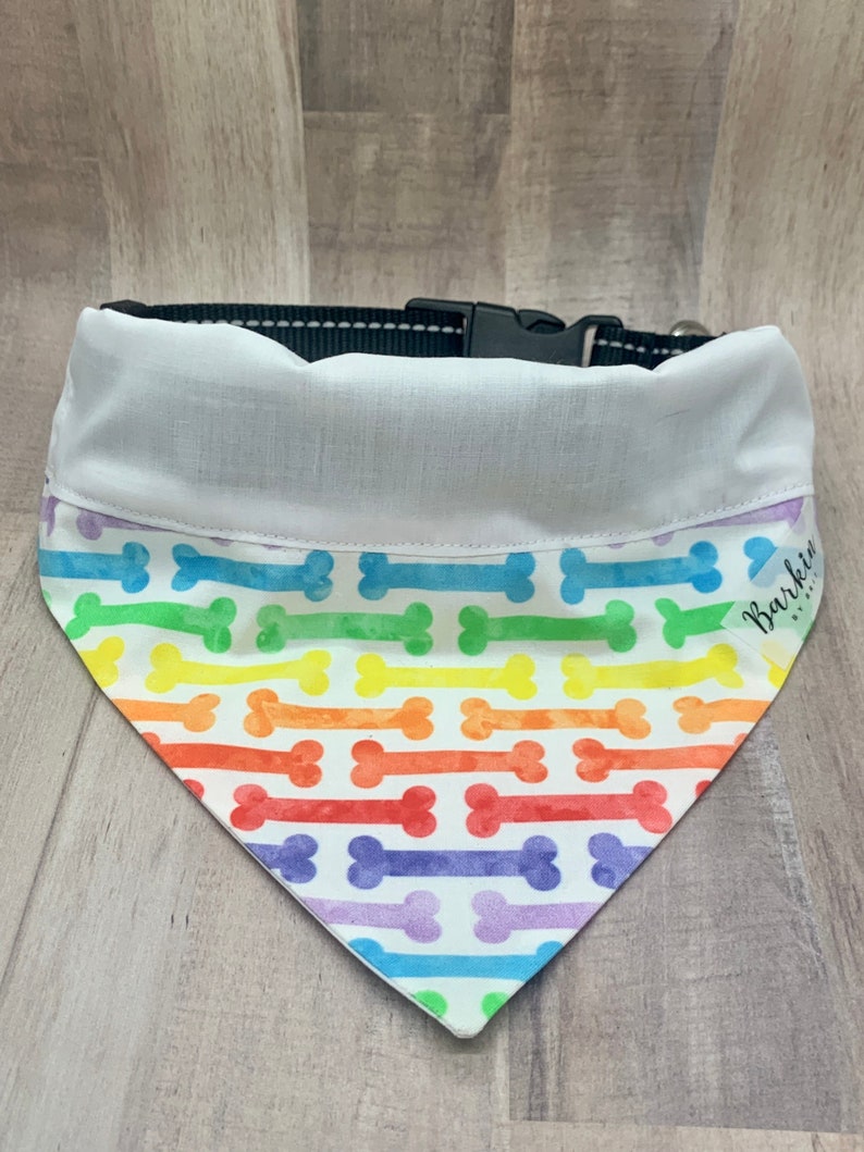 Pride Rainbow Dog Bone Over the Collar Dog Bandana