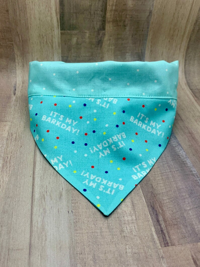 It's My BARKDAY! Pink and Blue Over the Collar Dog Bandana