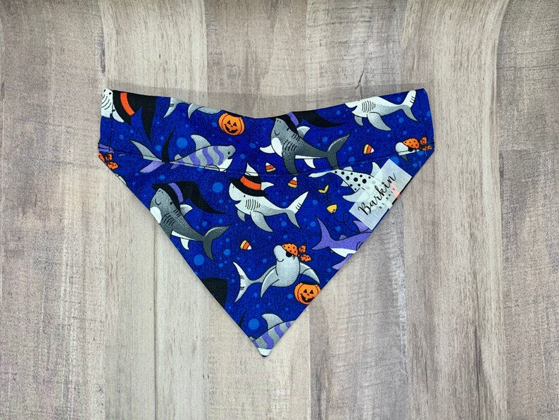 Halloween Sharks Over the Collar Dog Bandana