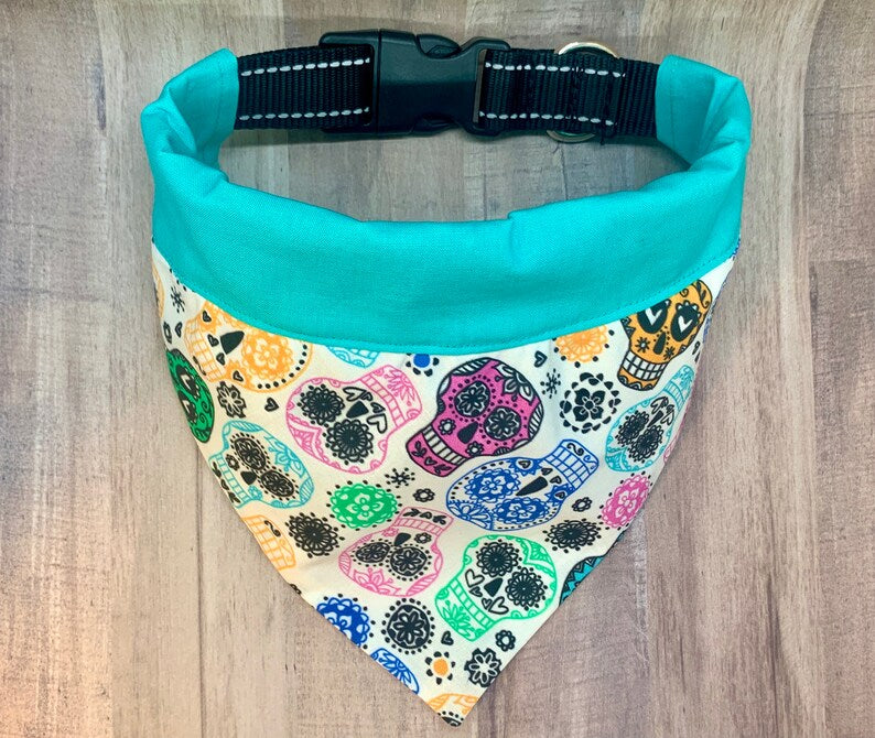 Sugar Skulls Over the Collar Dog Bandana