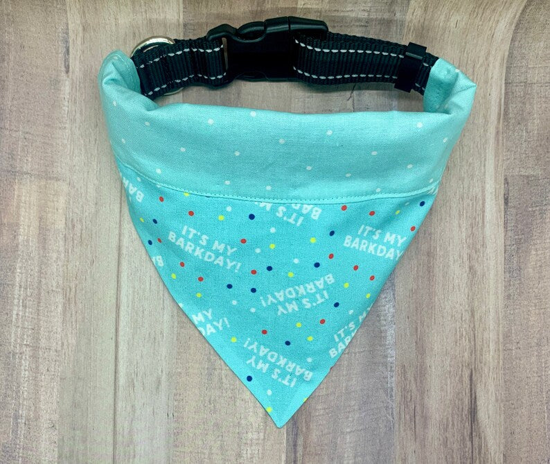 It's My BARKDAY! Pink and Blue Over the Collar Dog Bandana