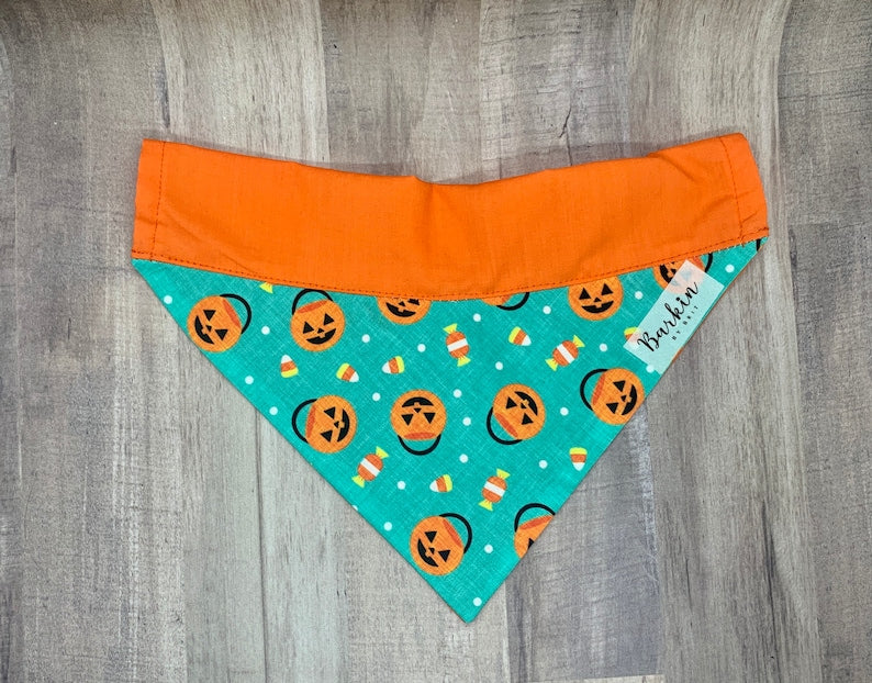 Halloween Trick or Treat Over the Collar Dog Bandana