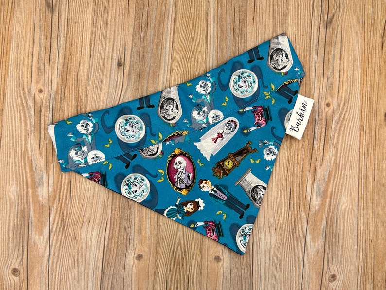 Teal Haunted Mansion Over the Collar Dog Bandana