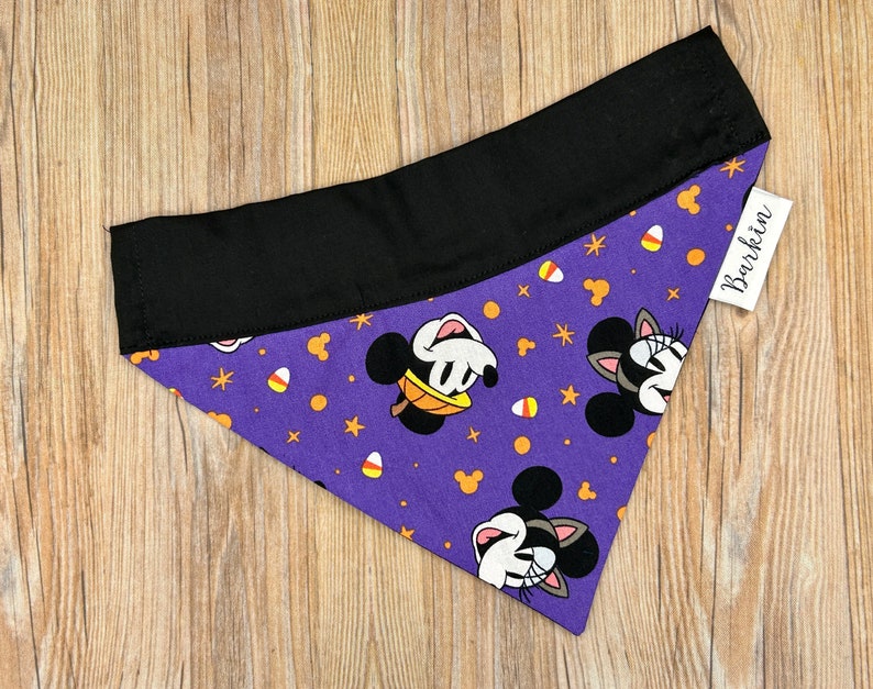 Purple Mickey Minnie Halloween Over the Collar Dog Bandana