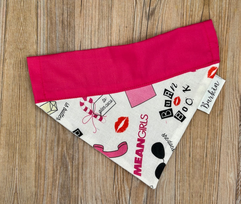 Mean Pink Over the Collar Dog Bandana