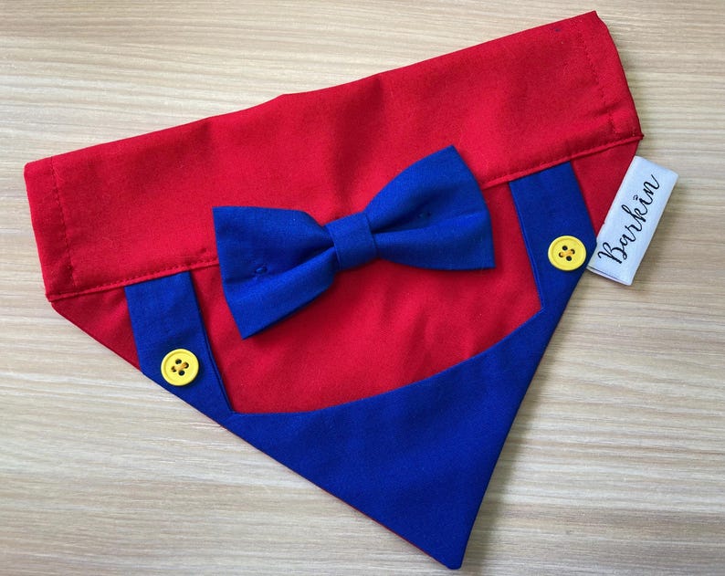 Red Italian Brother Over the Collar Dog Bandana