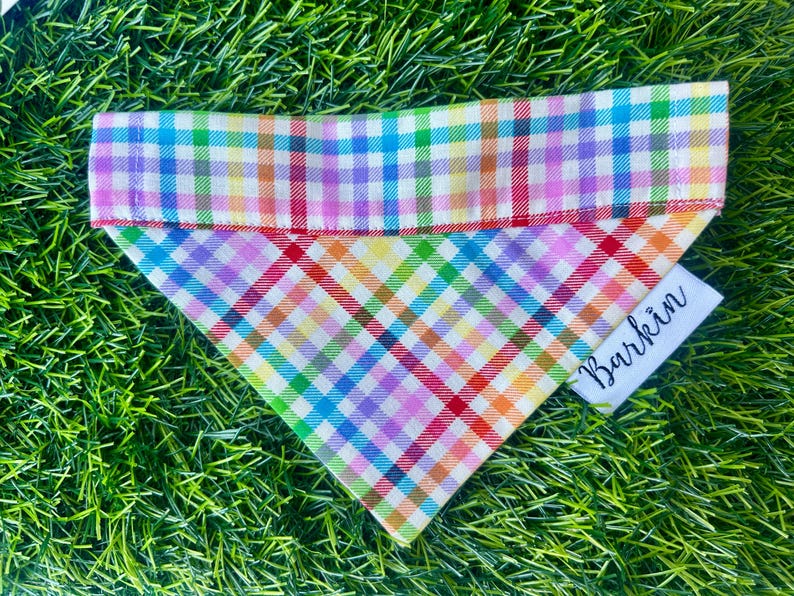 Plaid Rainbow Over the Collar Dog Bandana
