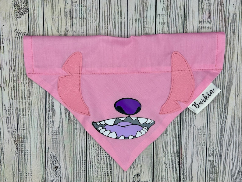 Pink Alien Ohana Stitch Over the Collar Dog Bandana